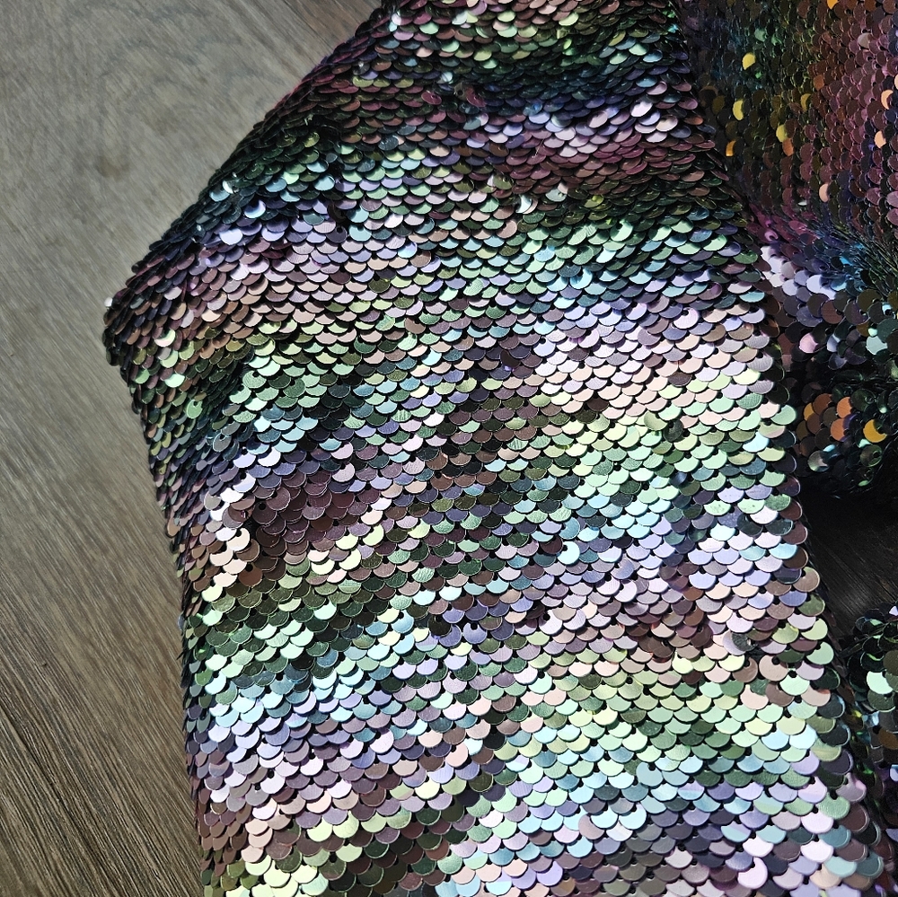 LULAROE ELEGANT STEVIE BOMBER JACKET size XL Rainbow Sequins Zipper Pocket - Picture 6 of 10